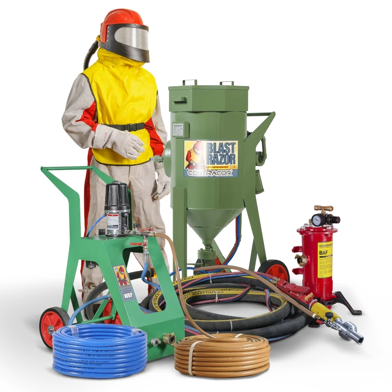 Blast equipment system "Everything You Need for Wet blasting" with Package BlastRazor Z-50RC, Package SafePack-Aspect, Water pump WBP and Wet blast nozzle WBN