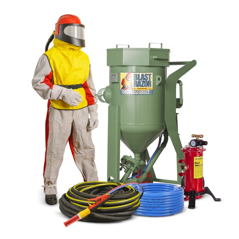 Strahlsystem "Alles f&uuml;r das Sandstrahlen" mit Komplettpaket BlastRazor Z-100RC und Komplettpaket SafePack-Aspect