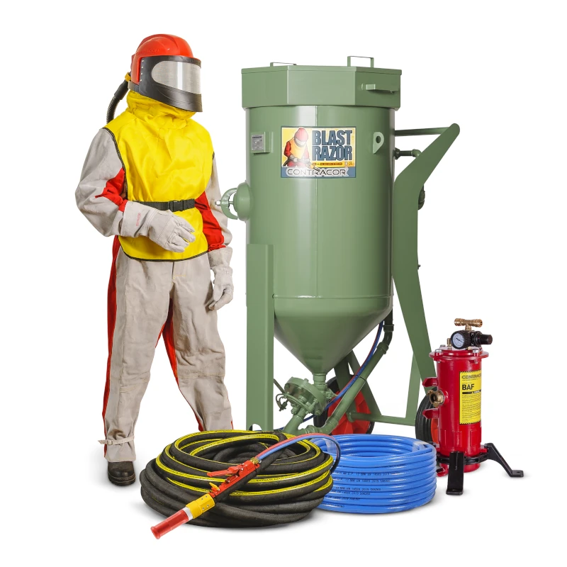Strahlsystem "Alles für das Sandstrahlen" mit Komplettpaket BlastRazor Z-200RC und Komplettpaket SafePack-Aspect