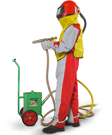 Portable Suction Blast Tool with blast media container and 5m air hose.