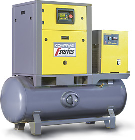 Screw compressors F-Serie with belt drive, on receiver tank and with refreigerated dryer