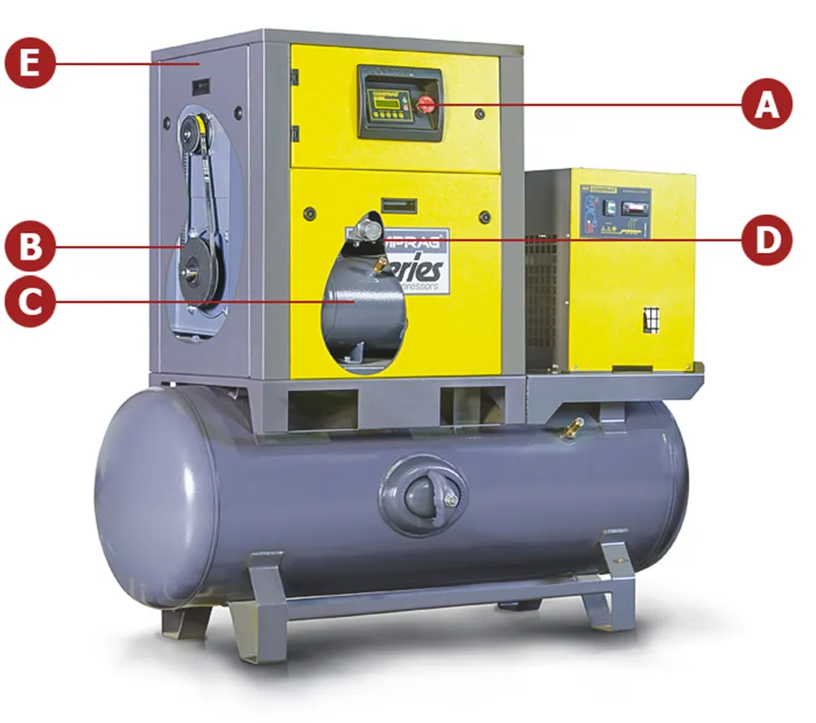 The robust design of Comprag compressors focuses on the longevity and efficiency of its core components